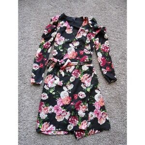 NEW TDC Contemporary Wrap Dress Knee length sz Small S Woman's Floral Print LBD